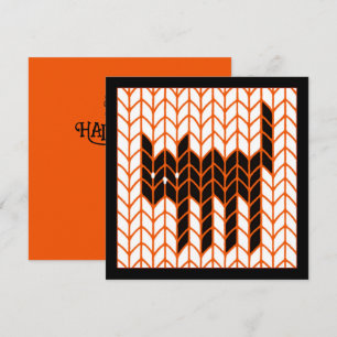 BLACK CAT KNIT 5.25" Square Flat Halloween Card II