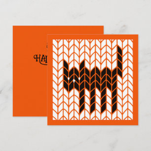BLACK CAT KNIT 5.25" Square Flat Halloween Card II