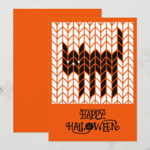 BLACK CAT KNIT 5x7 Flat Halloween Card II