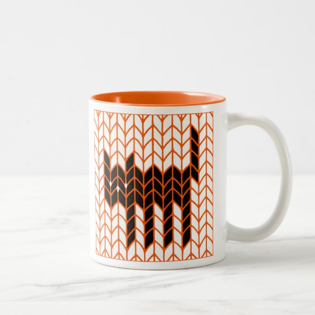 BLACK CAT KNIT Orange Two-Tone Mug  (Right)