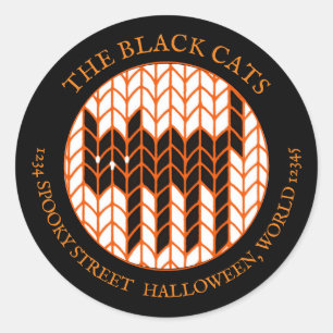 BLACK CAT KNIT Small Round Address Labels III