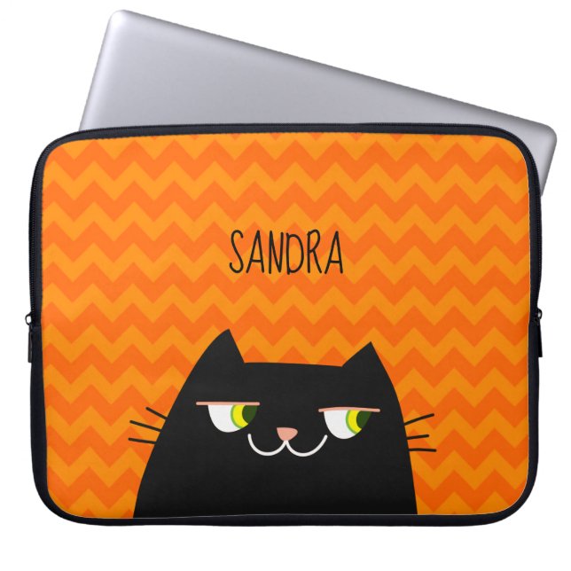Black Cat Laptop Sleeve (Front)