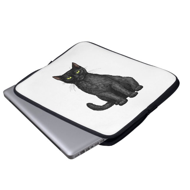 Black cat laptop sleeve (Front Bottom)