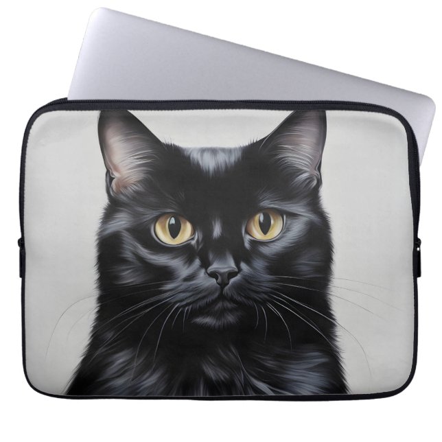 Black Cat Laptop Sleeve (Front)