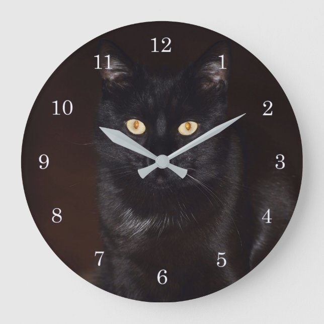Black Cat Large Clock (Front)