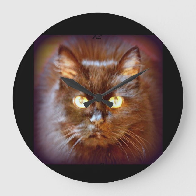 Black cat large clock (Front)