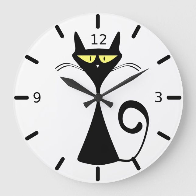 Black cat large clock (Front)