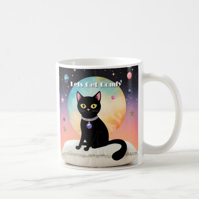 Black Cat - Lets Get Comfy Coffee Mug (Right)