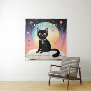 Black Cat - Lets Get Comfy Tapestry