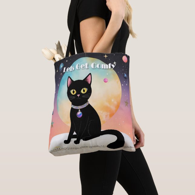 Black Cat - Lets Get Comfy Tote Bag (Close Up)