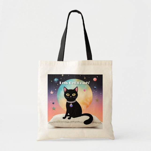 Black Cat - Lets Get Comfy Tote Bag (Front)