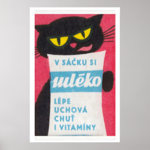 Black Cat Licking Milk Bag - Matchbox Print