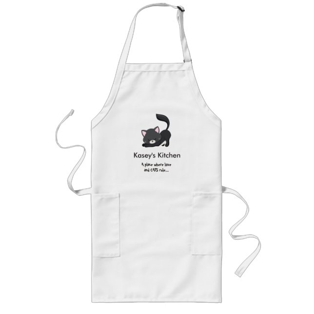 Black cat long apron (Front)
