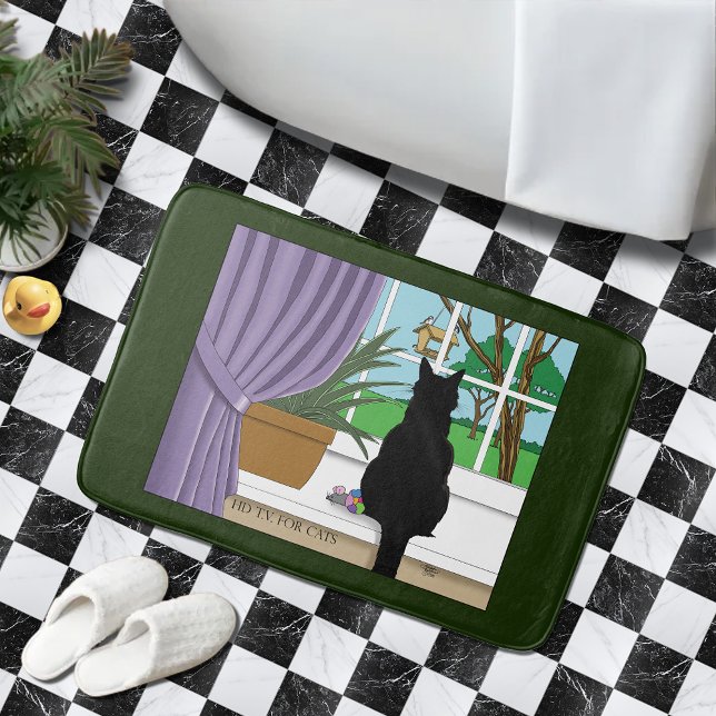 Black Cat Looking Out  Window Bath Mat (Creator Uploaded)
