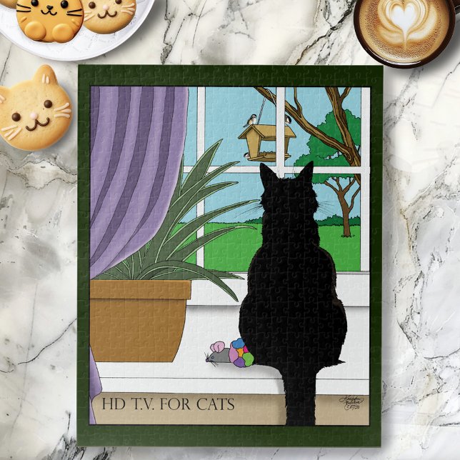 Black Cat Looking Out Window Jigsaw Puzzle (Creator Uploaded)
