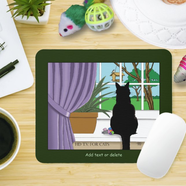 Black Cat Looking Out Window Mouse Pad (Creator Uploaded)