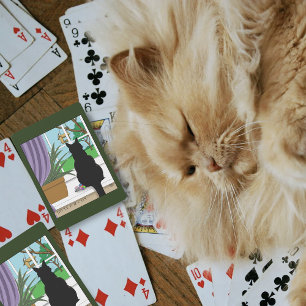 Black Cat Looking Out Window Playing Cards