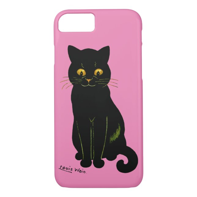 Black cat, Louis Wain Case-Mate iPhone Case (Back)