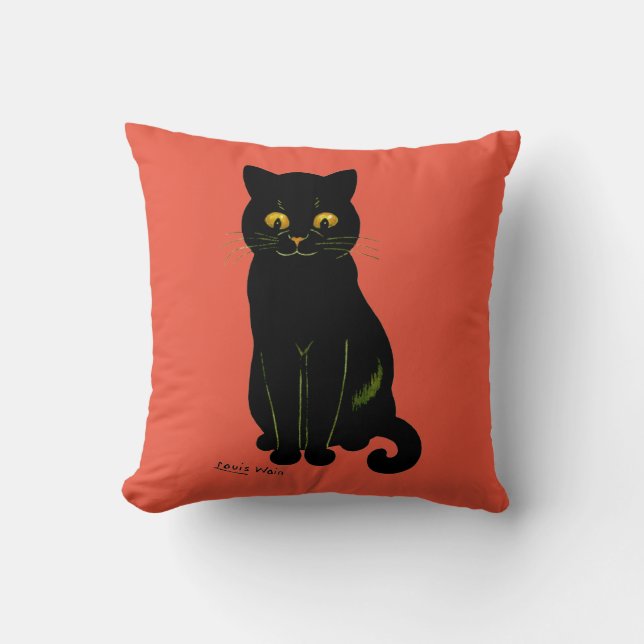 Black cat, Louis Wain Cushion (Front)