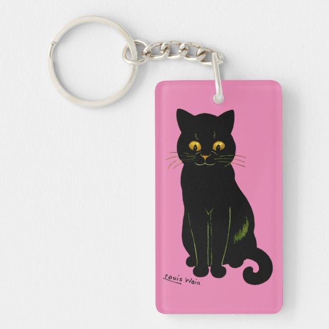 Black cat, Louis Wain Key Ring (Front)