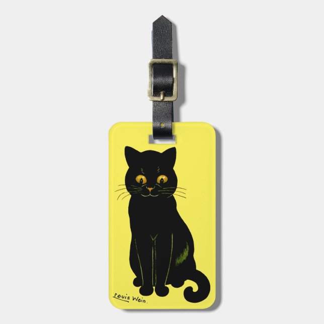 Black cat, Louis Wain Luggage Tag (Front Vertical)