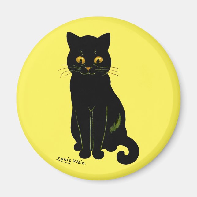 Black cat, Louis Wain Magnet (Front)