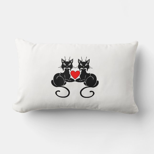 Black Cat Love Lumbar Cushion (Front)
