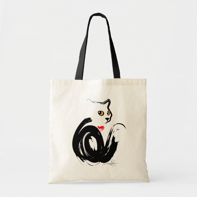 Black Cat Love Tote Bag (Front)