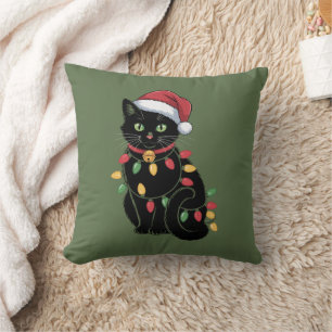 Black Cat Lover Christmas Kitten Gift Cat Mum Xmas Cushion