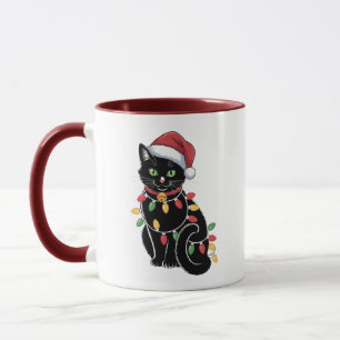 Black Cat Lover Christmas Kitten Gift Cat Mum Xmas Mug