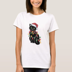 Black Cat Lover Christmas Kitten Gift Cat Mum Xmas T-Shirt