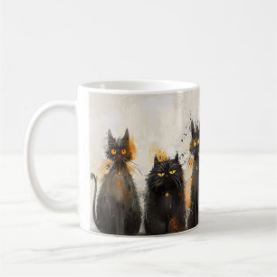 Black Cat Lover Illustrated Coffee Mug