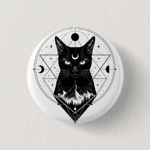 Black Cat Lover Patches. Magical Cat Patch/Badge 3 Cm Round Badge