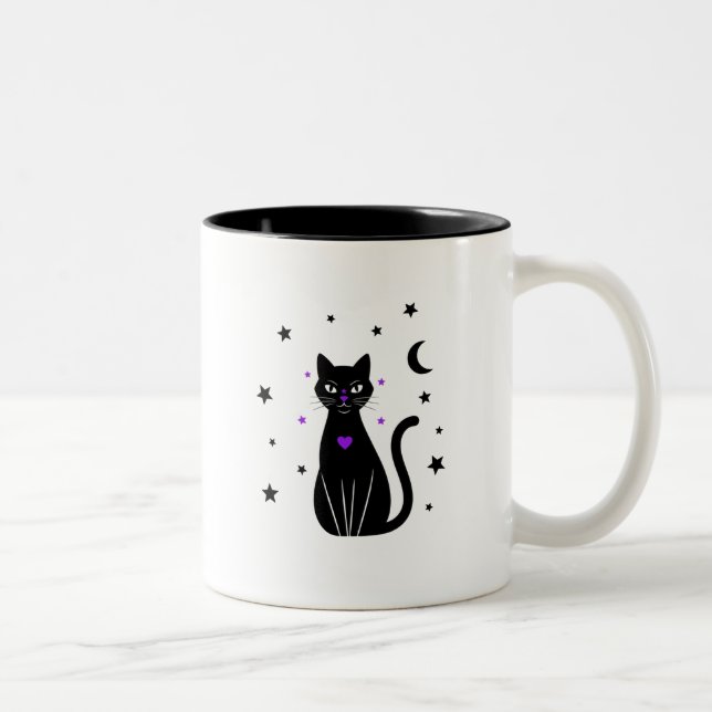 Black Cat Lover Peek Coffee Cup (Right)