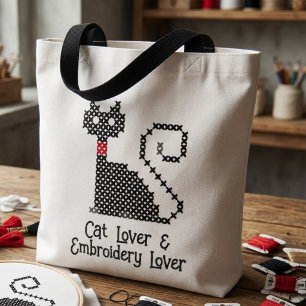 Black cat lover tote bag