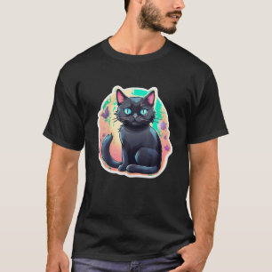 Black Cat Lover with Blue Eyes Funny Black Cat kit T-Shirt