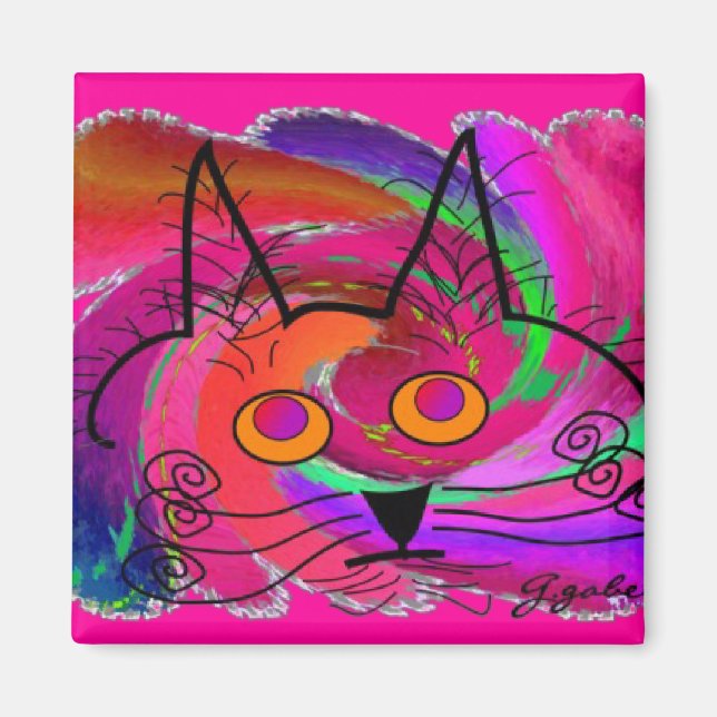 Black Cat Lovers Art Gifts Magnet (Front)