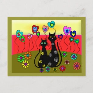 Black Cat Lovers Art Gifts Postcard