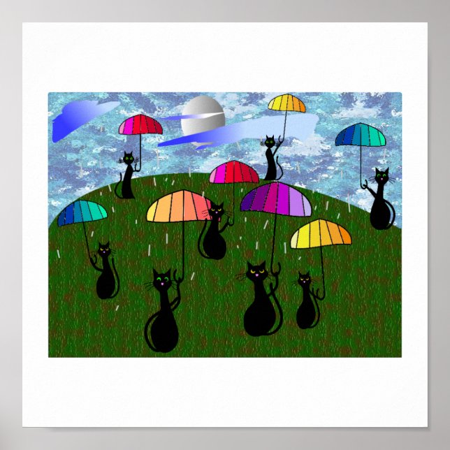 Black Cat Lovers Art Gifts Poster (Front)