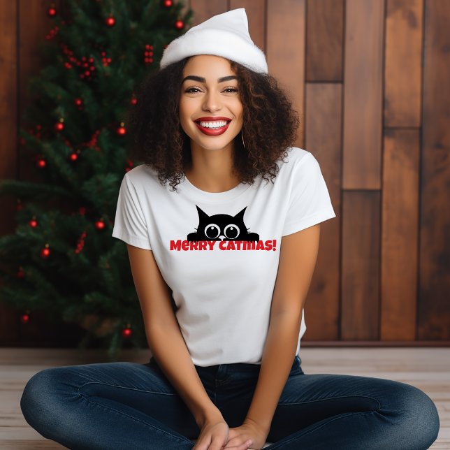 Black Cat Lovers funny Christmas catmas T-Shirt (Creator Uploaded)