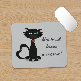 Black Cat Loves a Mouse Pad