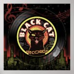 Black Cat LP Art Deco Poster<br><div class="desc">Are you the coolest cat around? We think so! ..and created the ultimate statement in mood and music. Sleek and smart, our combination of mysterious cat and smooth music label will have all your friends wondering where you got it.. grab yourself up some coolness with this Black Cat Records design...</div>