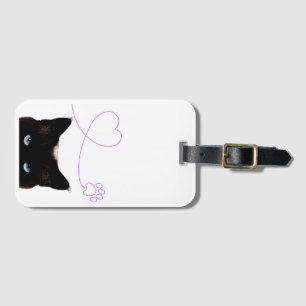 Black cat luggage tag