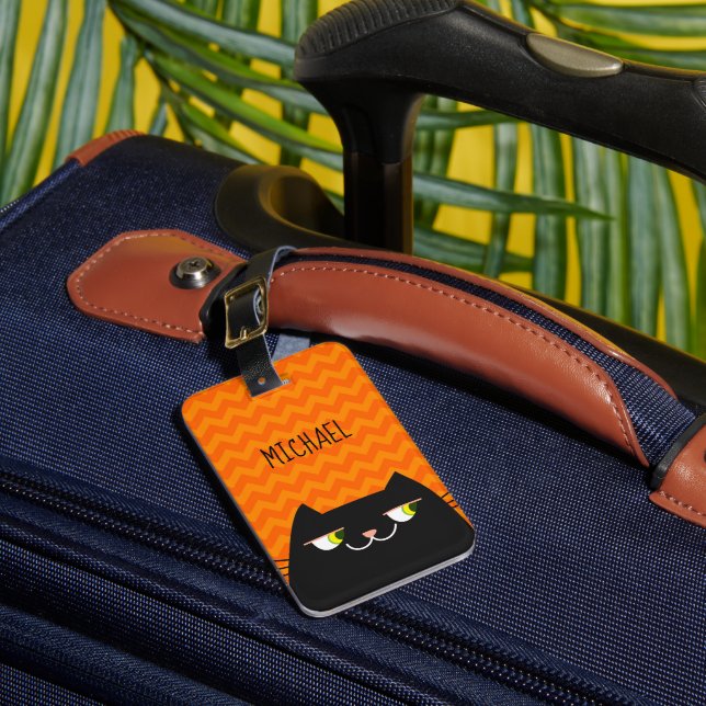 Black Cat Luggage Tag (Front Insitu 1)