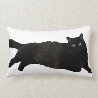 black cat lumbar pillow