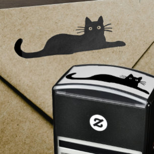 Black Cat Lying Down Self-inking Stamp
