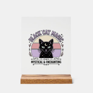 Black Cat Magic Cat Black Cat Vintage Vector Art S Acrylic Sign