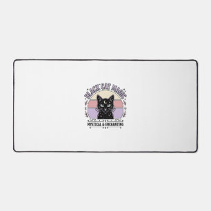 Black Cat Magic Cat Black Cat Vintage Vector Art S Desk Mat