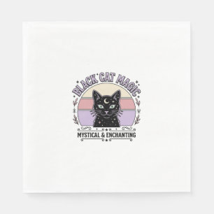 Black Cat Magic Cat Black Cat Vintage Vector Art S Napkin
