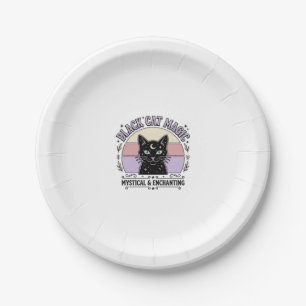 Black Cat Magic Cat Black Cat Vintage Vector Art S Paper Plate